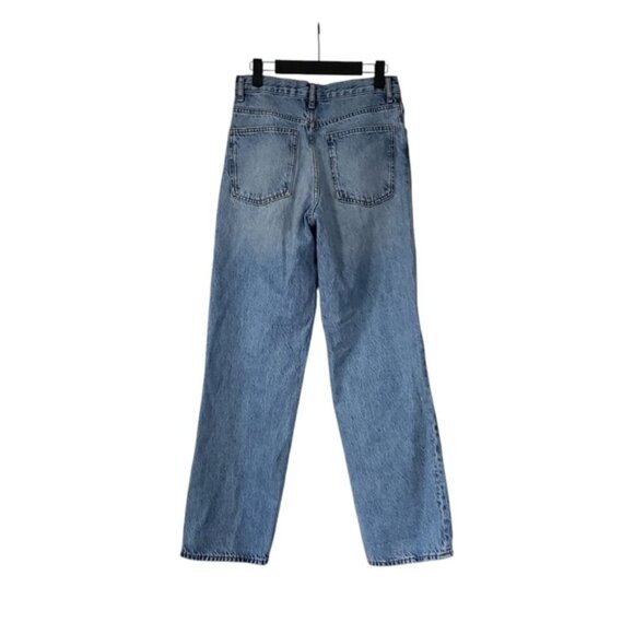 Mango High Rise Distressed Straight Barrel Leg Mom Jeans 90s 2 - Picture 3 of 9